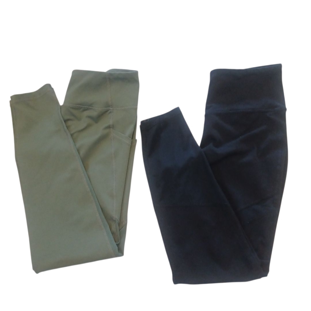Old Navy Active Go Dry Leggings Womens Medium Lot Of 2 Black And Olive Green